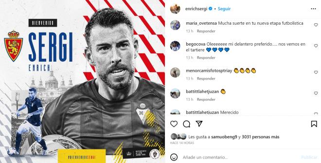 Sergi Enrich recibe el cariño de la afición del Oviedo en redes sociales.