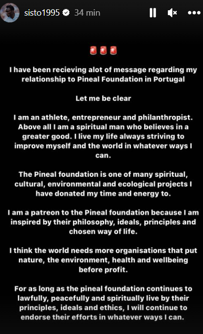 Carta de Pione Sisto (Foto: Instagram).