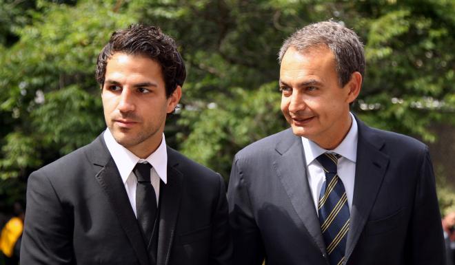 Cesc Fàbregas y José Luis Rodríguez Zapatero.