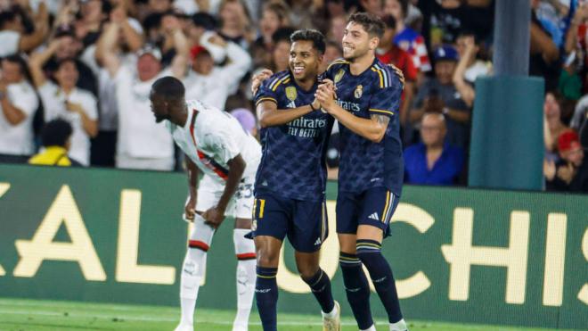 Fede Valverde celebrando uno de sus goles contra el Milan (Cordon Press)