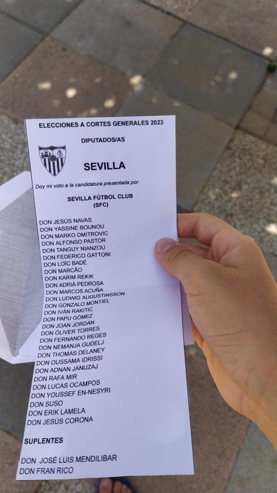 Lista de diputados del Sevilla FC para las elecciones generales