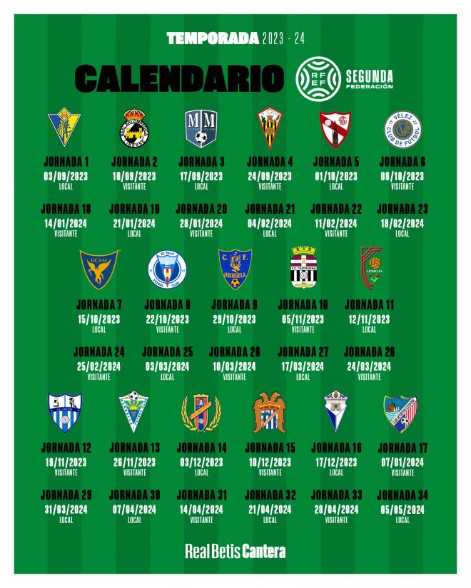 Calendario Betis Deportivo (Foto vía: Real Betis)