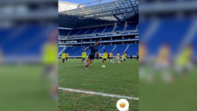 Cristiano, durante el partidillo.