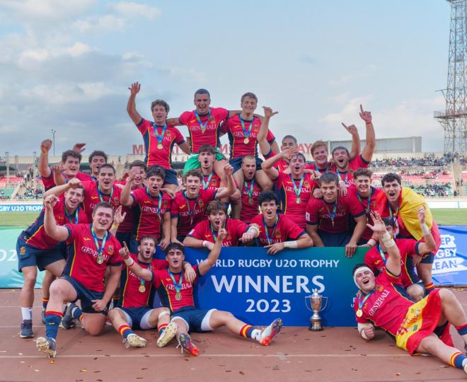 Piñerio, Coronado, Catanzano y Salomó campeones del World Trophy M20 de rugby con España