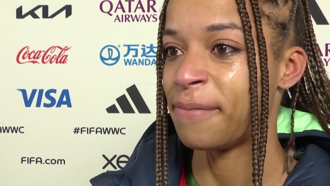 Lágrimas de Jessica Silva tras la eliminación de Portugal.