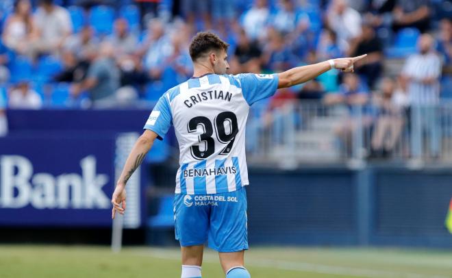 Cristian celebra un gol en La Rosaleda. (Foto: MCF)