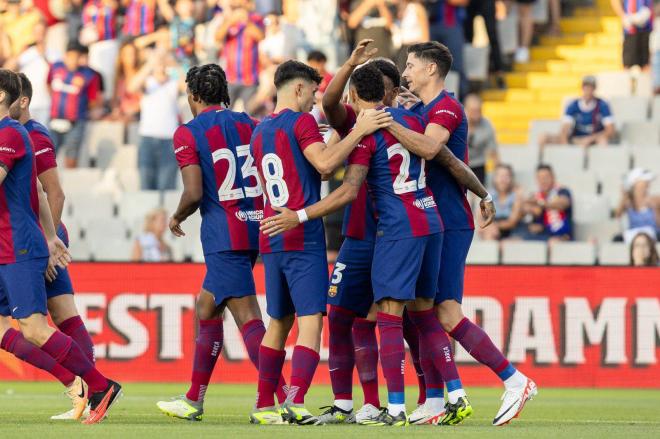 Los jugadores del Barça celebrando uno de los goles contra el Tottenham