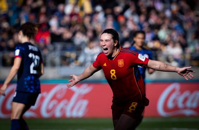 Mariona Caldentey celebra el gol en el España-Países Bajos (FOTO: Cordón Press).
