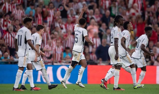 Jude Bellingham celebra su gol en el Athletic-Real Madrid (Foto: Cordon Press).