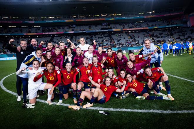 Celebración de España tras vencer a Suecia en el Mundial (Foto: RFEF).