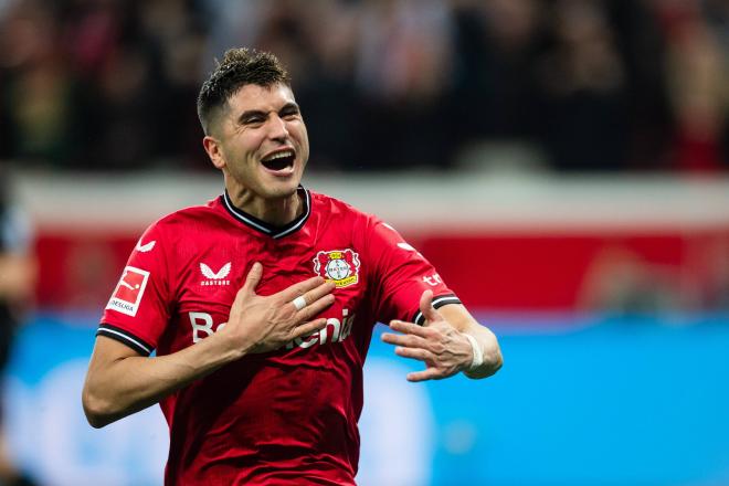 Exequiel Palacios celebra un gol con el Bayer Leverkusen (Foto: Cordon Press).