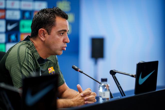 Xavi Hernández, durante una rueda de prensa (Foto: FC Barcelona).