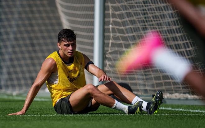 Pedri, en una sesión del Barcelona (Foto: FCB).