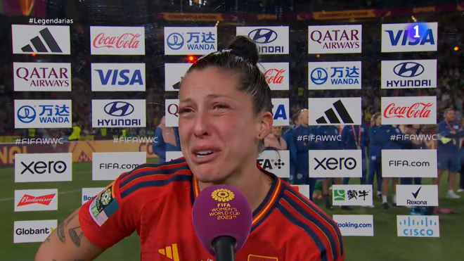 Jenni Hermoso, emocionada tras ganar el Mundial 2023 (Foto: TVE).