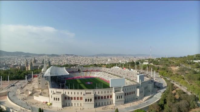 Imagen del estadio de Montjuic, sede provisional del FC Barcelona.