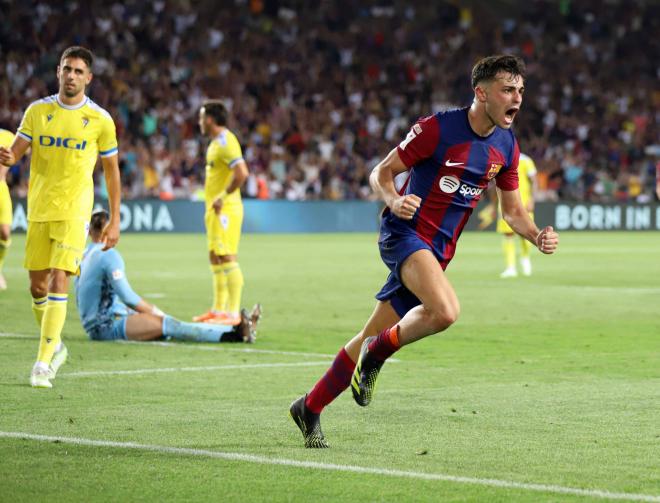 Pedri celebra su gol en el Barcelona-Cádiz (Foto: Cordon Press).