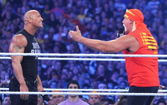 Hulk Hogan con The Rock en la WWE.