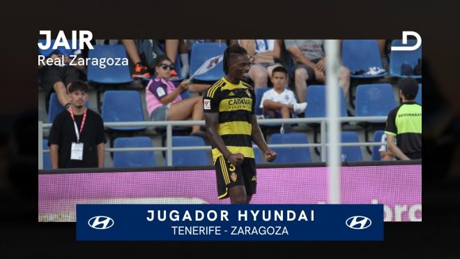Jair, Jugador Hyundai del Tenerife - Real Zaragoza.