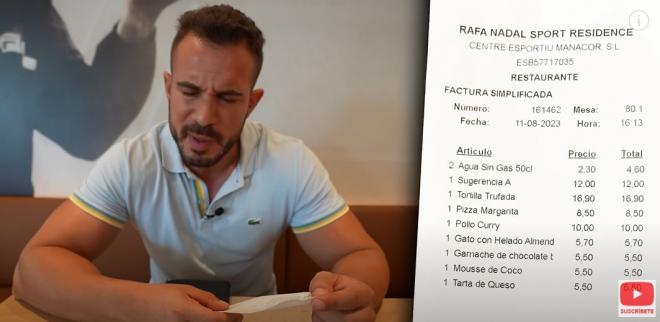 La cuenta de una comida en el restaurante de Rafa Nadal (YouTube)