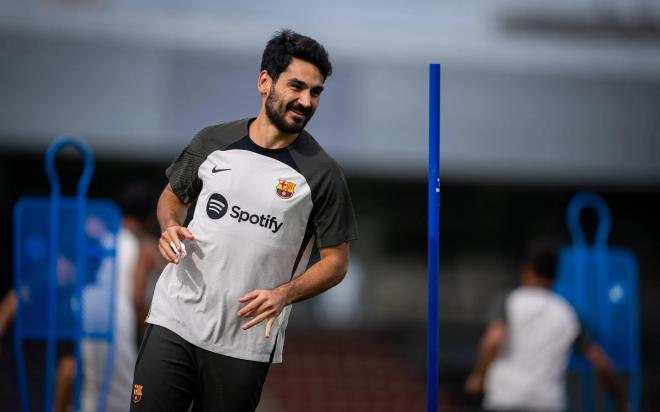 Gundogan, en una sesión del Barcelona (Foto: FCB).