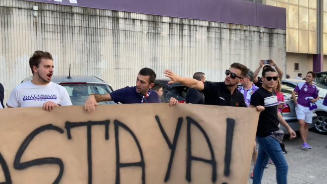 Protesta contra Ronaldo y la directiva del Real Valladolid.