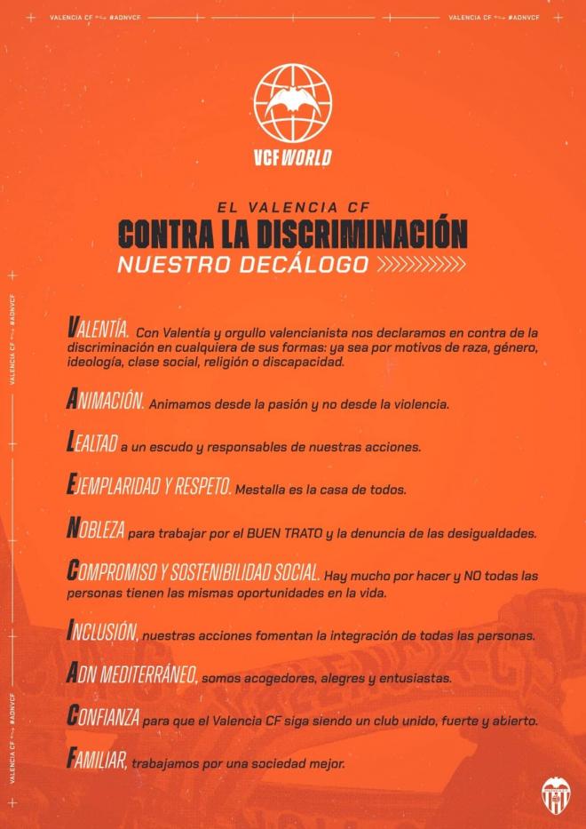 Decálogo del Valencia CF contra el racismo