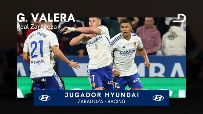Germán Valera, Jugador Hyundai del Real Zaragoza - Racing de Santander.