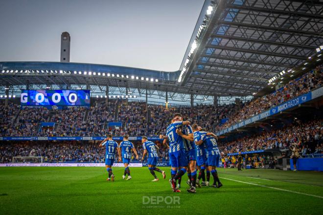 El Dépor celebra un gol (Foto: Deportivo).