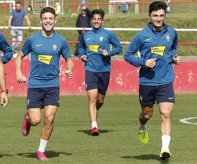 Nacho Méndez y Manu García entrenan juntos en Mareo en 2019 (Foto: Luis Manso).