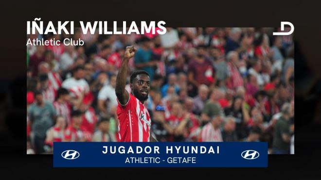 Iñaki Williams, jugador Hyundai del Athletic - Getafe.