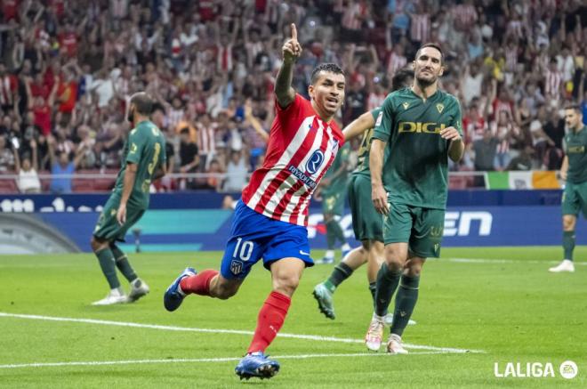 Correa celebra su tanto en el Atlético de Madrid-Cádiz, Fuente: LALIGA