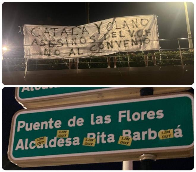 Pancartas nocturnas en Valencia