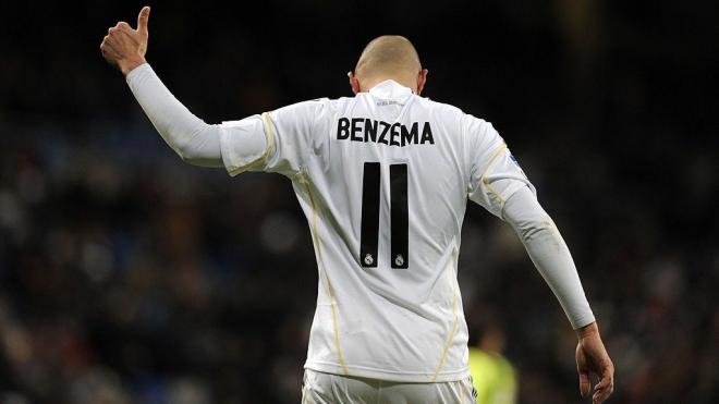 Benzema con el número 11 en el Real Madrid.