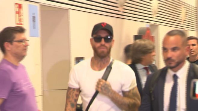 Ramos en su llegada a Sevilla