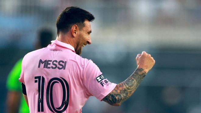 Leo Messi celebra un gol con el Inter Miami.