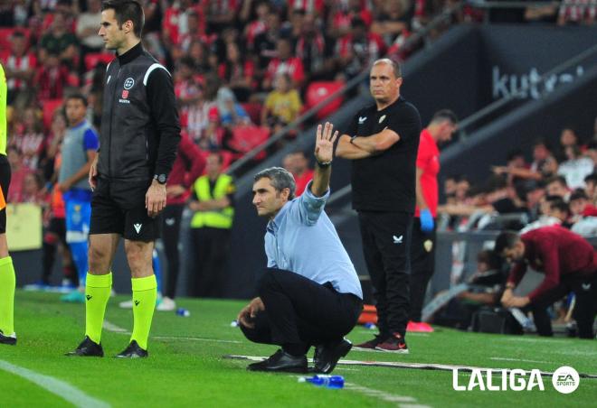 Ernesto Valverde, en un partido dirigido en San Mamés, como el de este domingo ante el Sevilla FC (Foto: LaLiga).