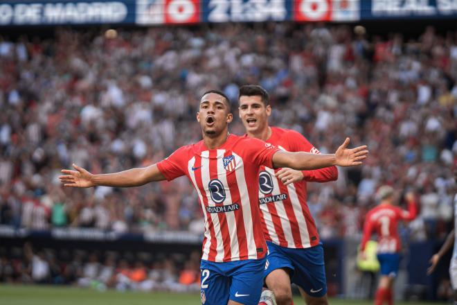 Samuel Lino celebra su gol en el Atlético de Madrid-Real Sociedad (Foto: Cordon Press).