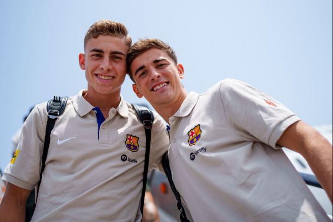 Fermín López y Gavi, en la pretemporada del Barcelona (Foto: FCB).