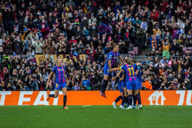El FC Barcelona Femenino celebrando un gol. Foto: Cordon Press.