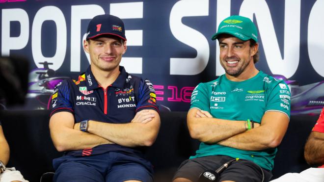 Max Verstappen y Fernando Alonso, en rueda de prensa (Foto: Cordon Press).