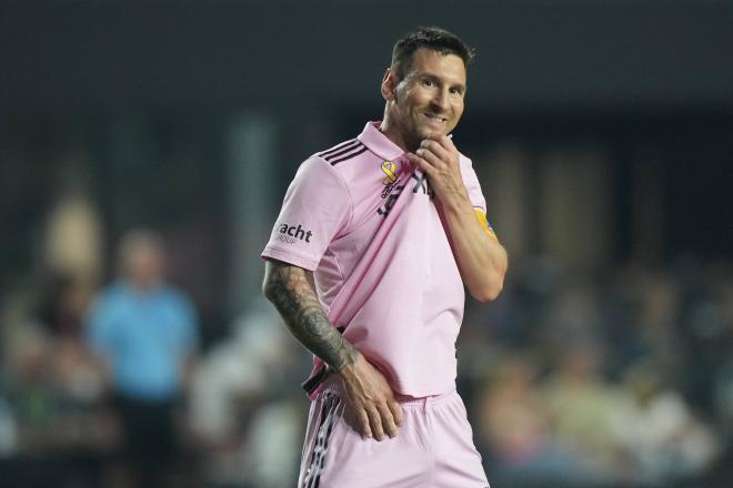 Leo Messi, en su llegada al estadio del Inter Miami (Foto: Cordon Press).