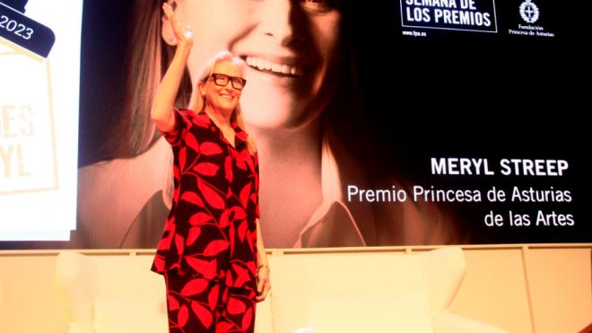 Meryl Streep en uno de los eventos en Oviedo, donde recogerá el Premio Princesa de Asturias 2023