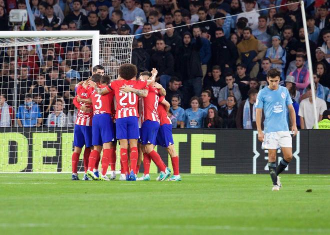 Celebración del Atlético de Madrid tras un gol al Celta (Foto: Cordon Press).