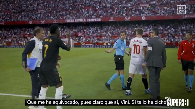 La conversación entre De Burgos Bengoetxea y Vinícius JR.