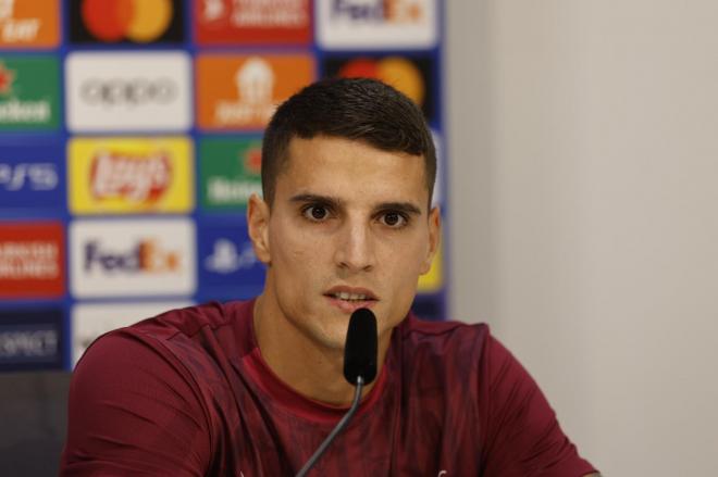 Erik Lamela, en sala de prensa.