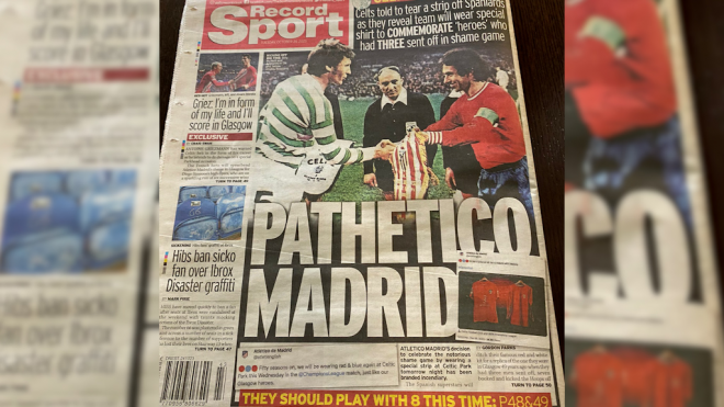 Portada de la prensa escocesa en la que llaman 'Pathetico' al Atleti.