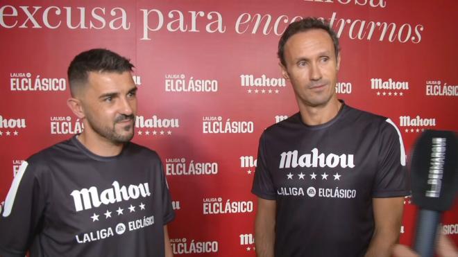 Villa y Ricardo Carvalho durante el acto de Mahou.