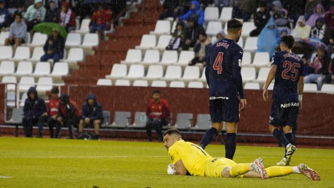 Yáñez, durante el Albacete-Sporting. (Foto: RSG).