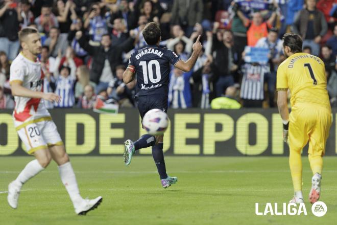 Mikel Oyarzabal celebra un gol con la Real Sociedad esta temporada (Foto: LALIGA).