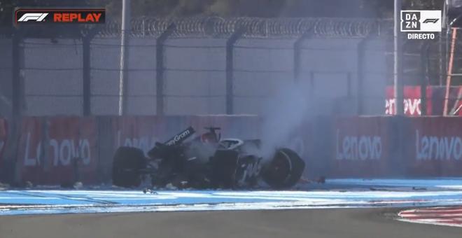 Kevin Magnussen y su accidente (Fuente: Captura de DAZN).
